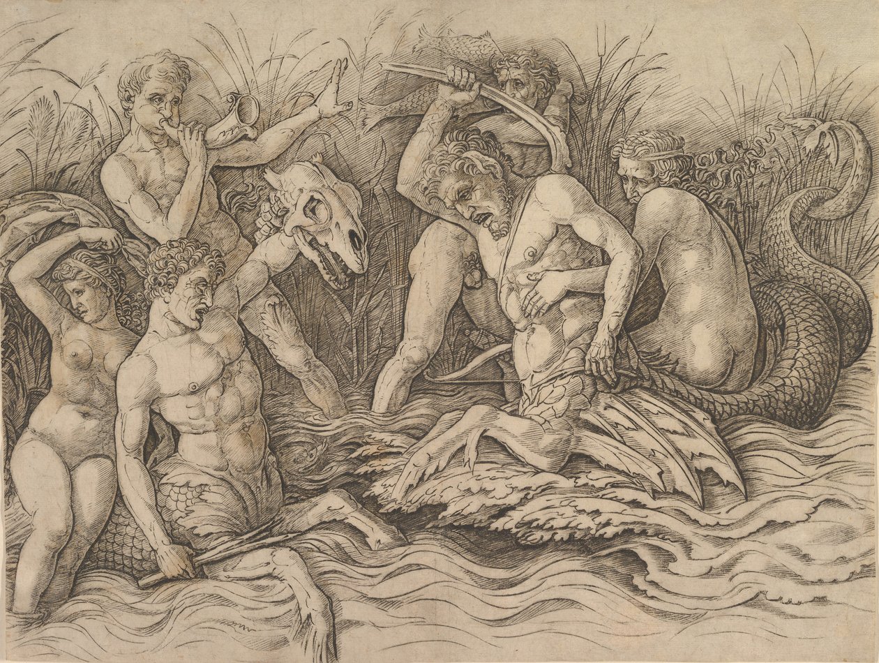 Schlacht der Meeresgötter Rechter Teil eines Frieses, ca. 1485-88 von Andrea Mantegna
