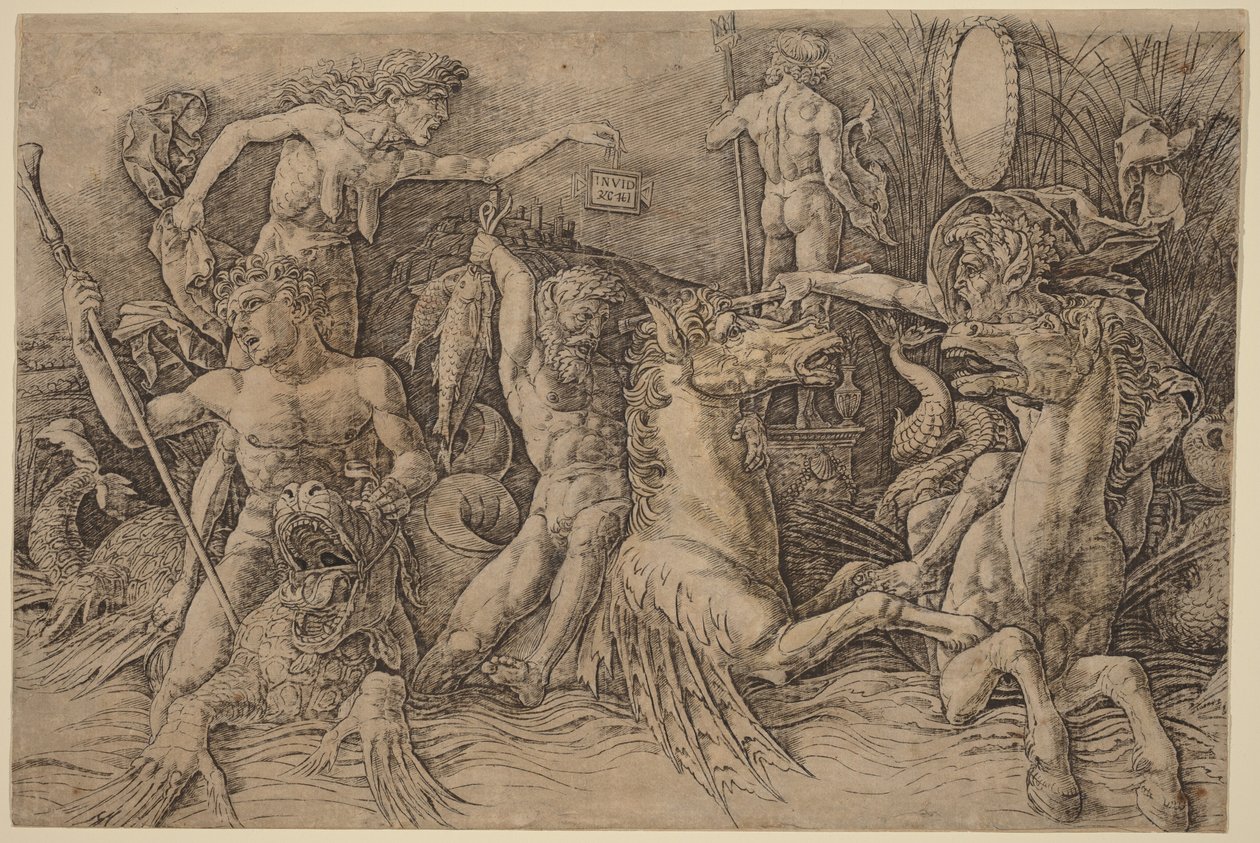 Schlacht der Meeresgötter [linke Hälfte] von Andrea Mantegna
