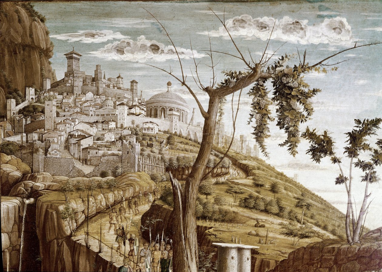 Christus betet im Garten der Olivenbäume, linker Teil der Predella, Altarbild von San Zeno von Andrea Mantegna