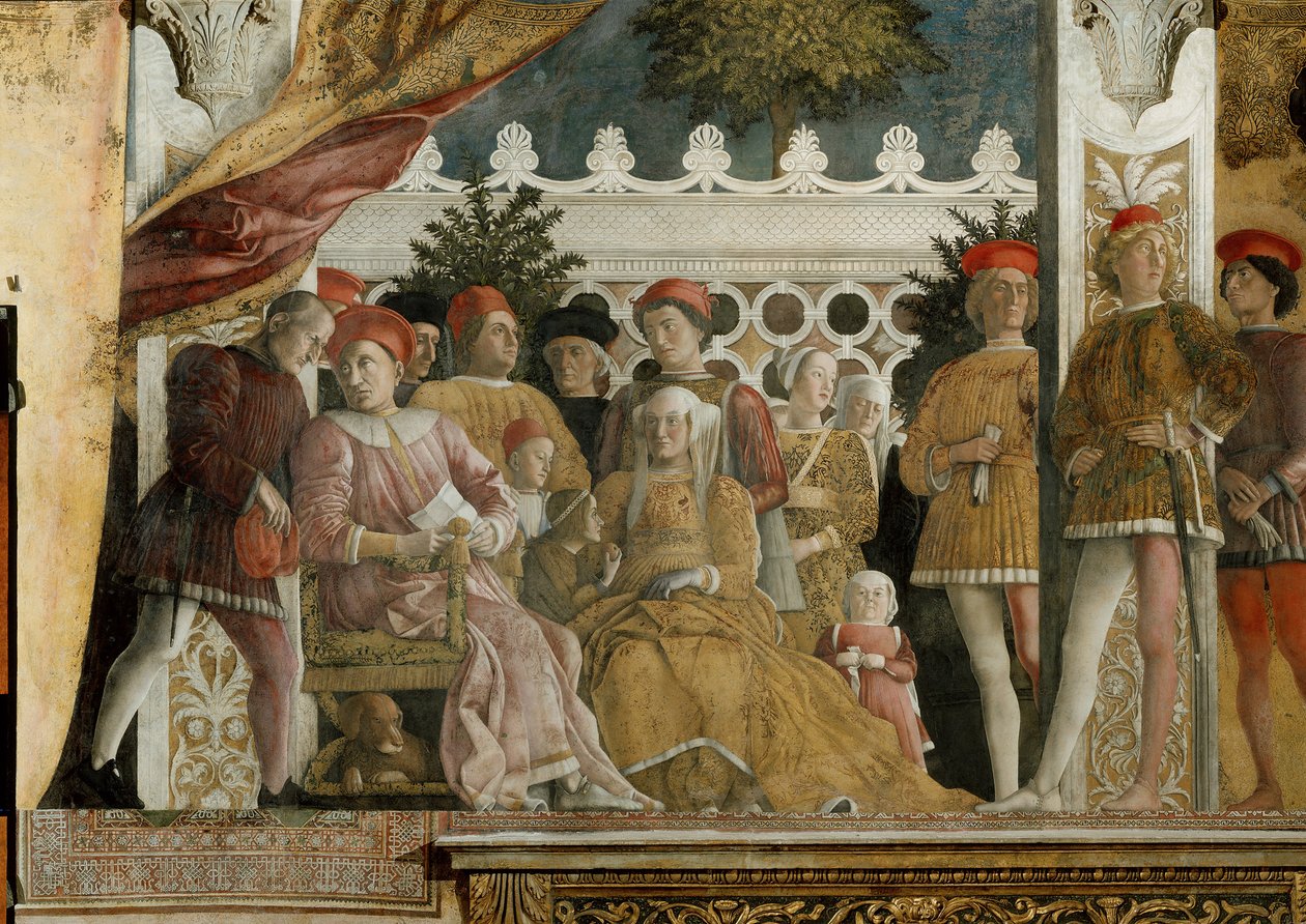 Hof der Gonzaga Fresko in der Camera degli Sposi im Palazzo Ducale in Mantua, 1474 von Andrea Mantegna