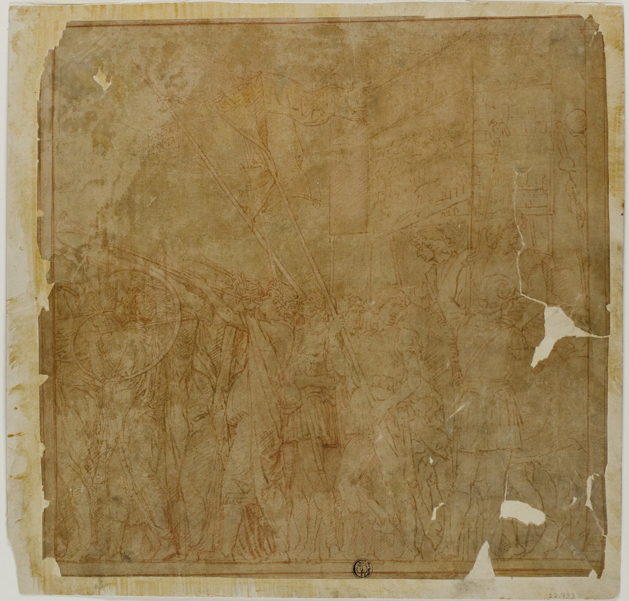 Studie für die Triumphe von Julius Caesar: Leinwand Nr. I von Andrea Mantegna