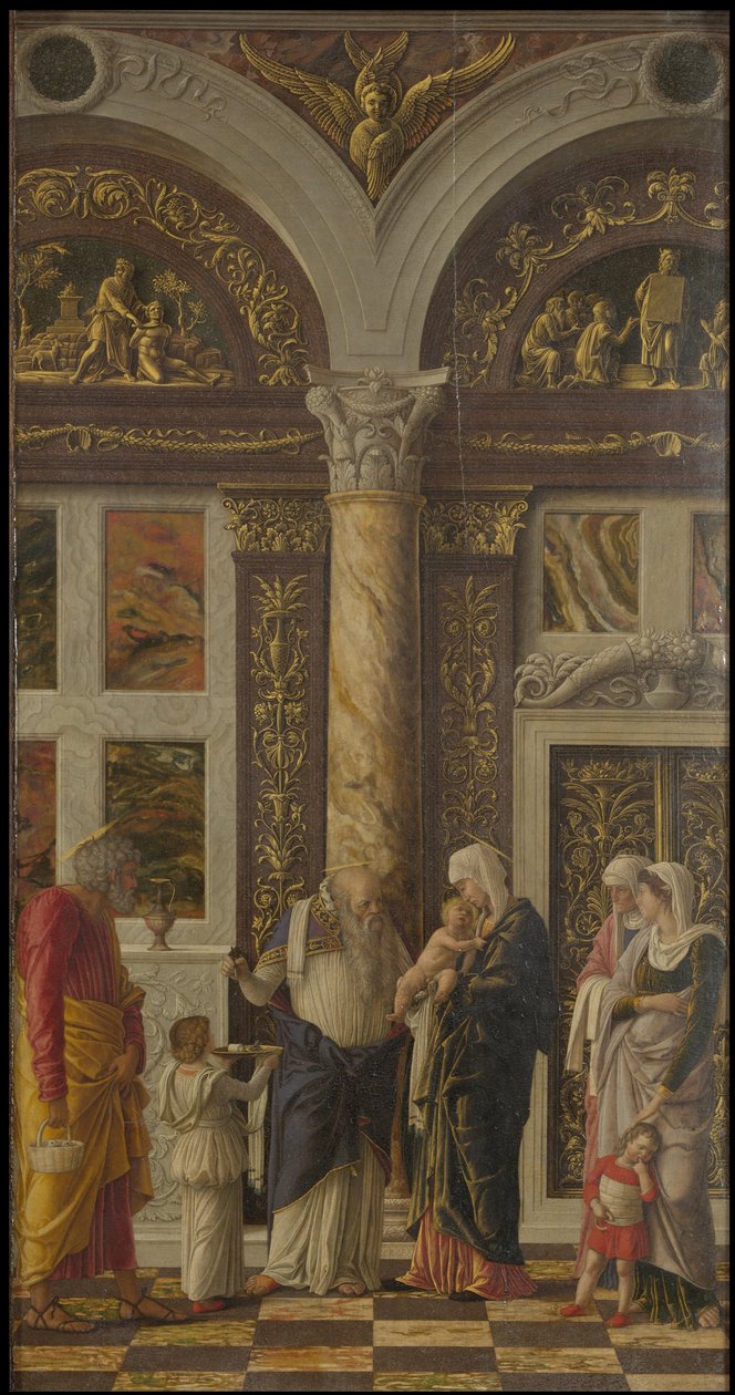 Die Beschneidung (rechter Flügel des Uffizien-Triptychons), ca. 1463-1464 von Andrea Mantegna