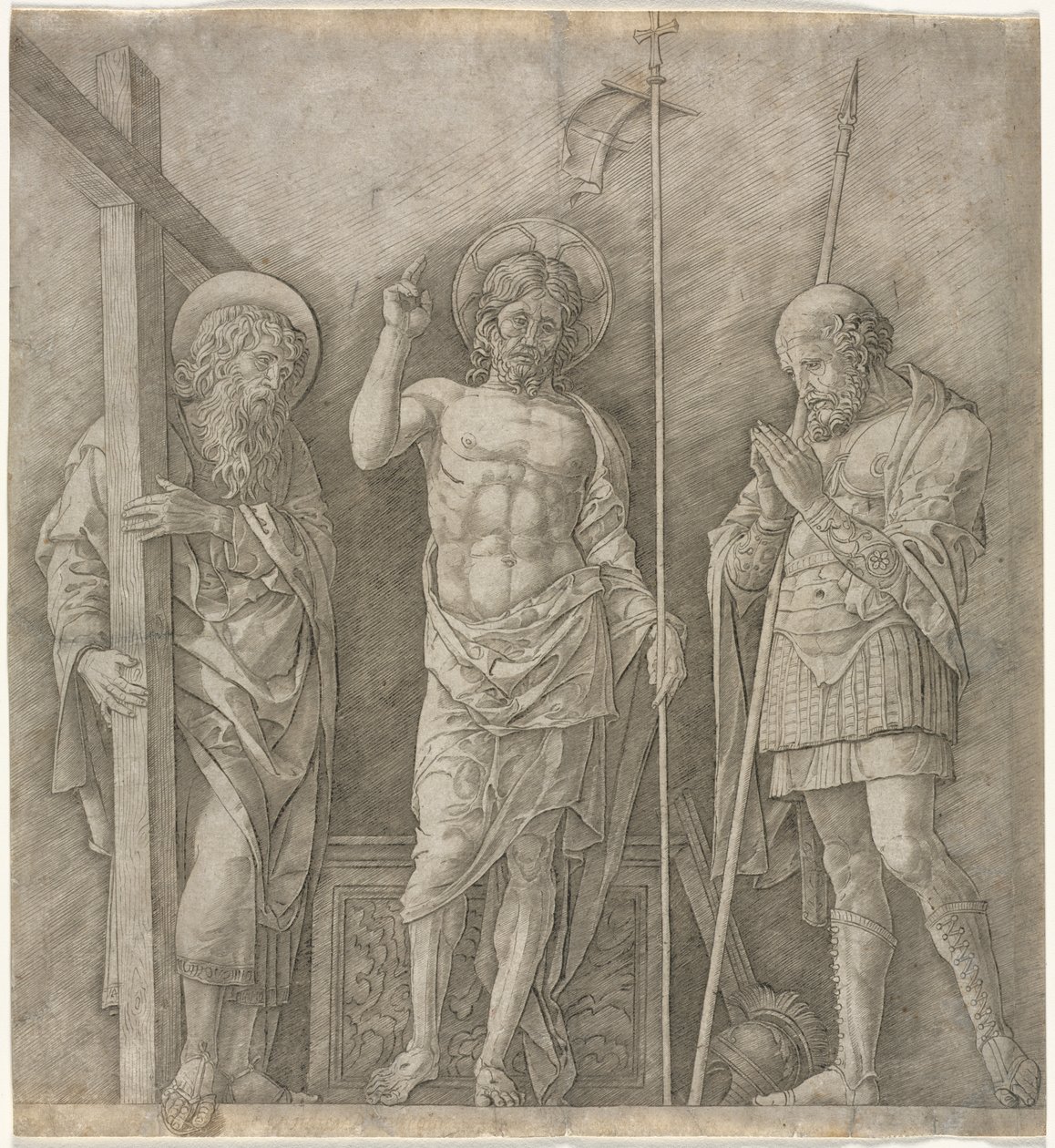 Der auferstandene Christus zwischen St. Andreas und Longinus von Andrea Mantegna