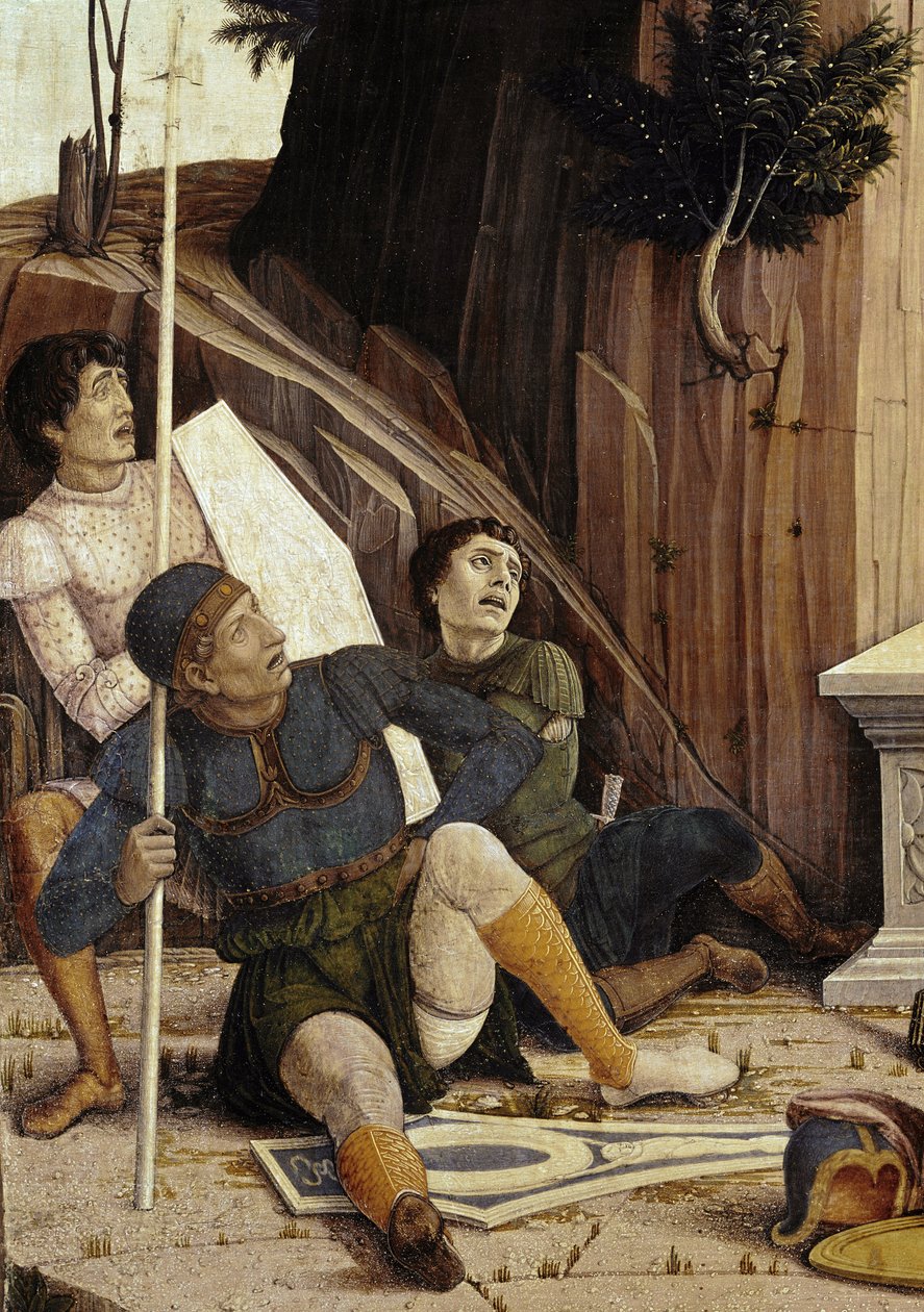 Die Auferstehung, Detail der Predellen des Altars von San Zeno von Andrea Mantegna