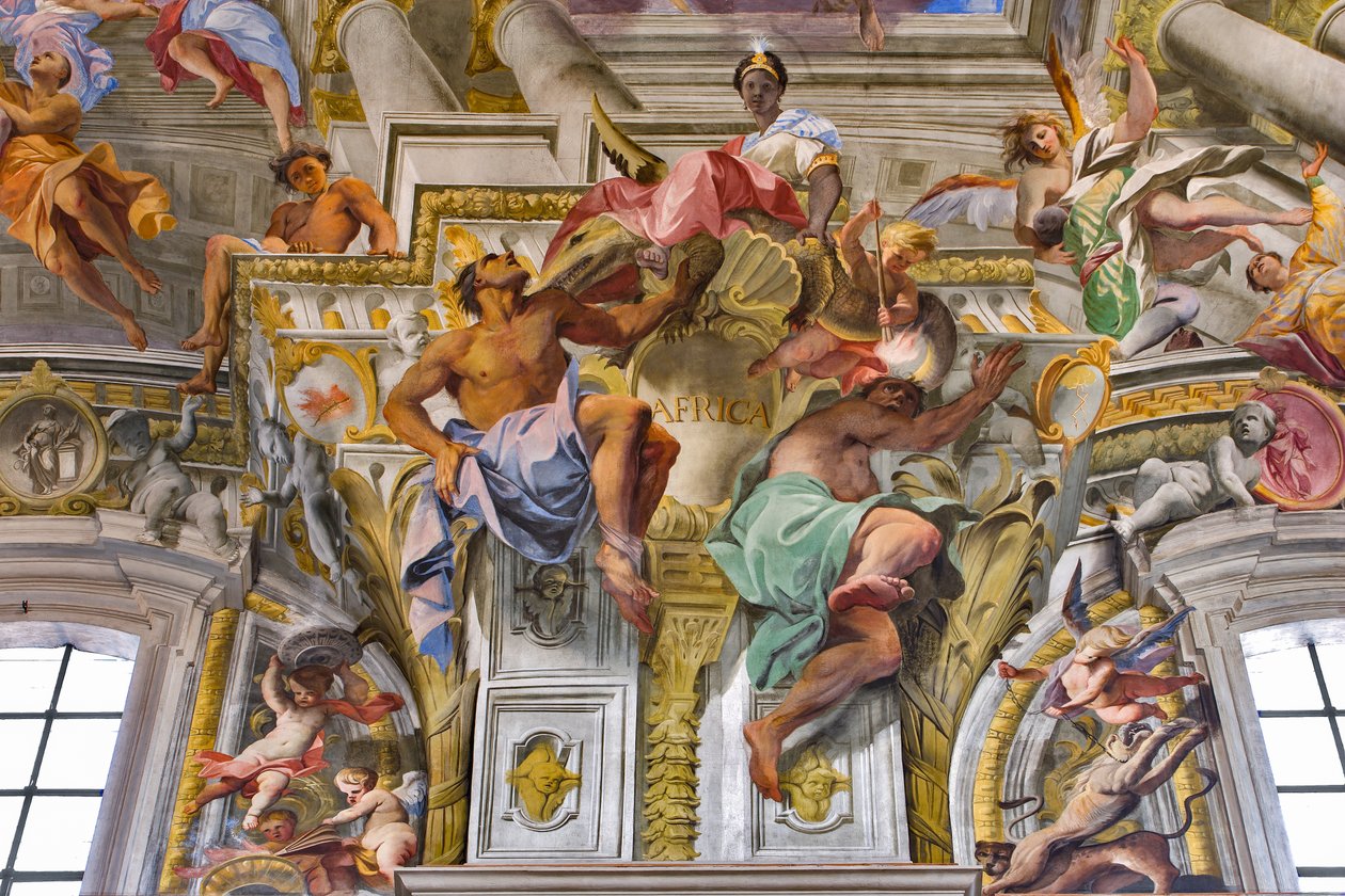 Afrika (Detail) der Allegorien der Kontinente von Andrea Pozzo