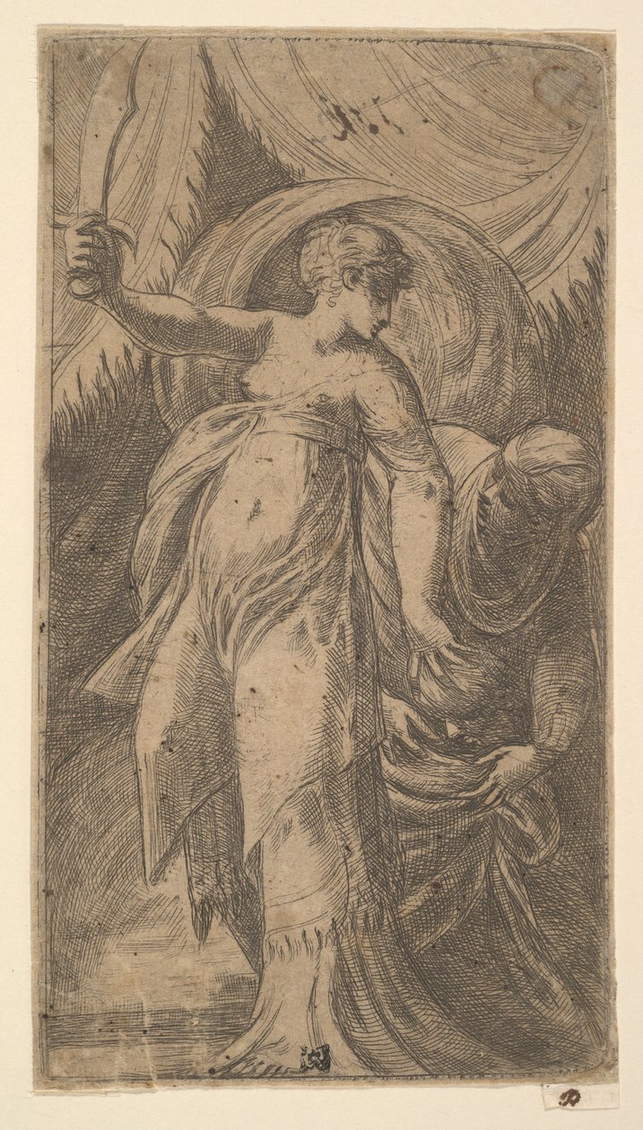Judith mit erhobenem Schwert und dem Kopf von Holofernes von Andrea Schiavone