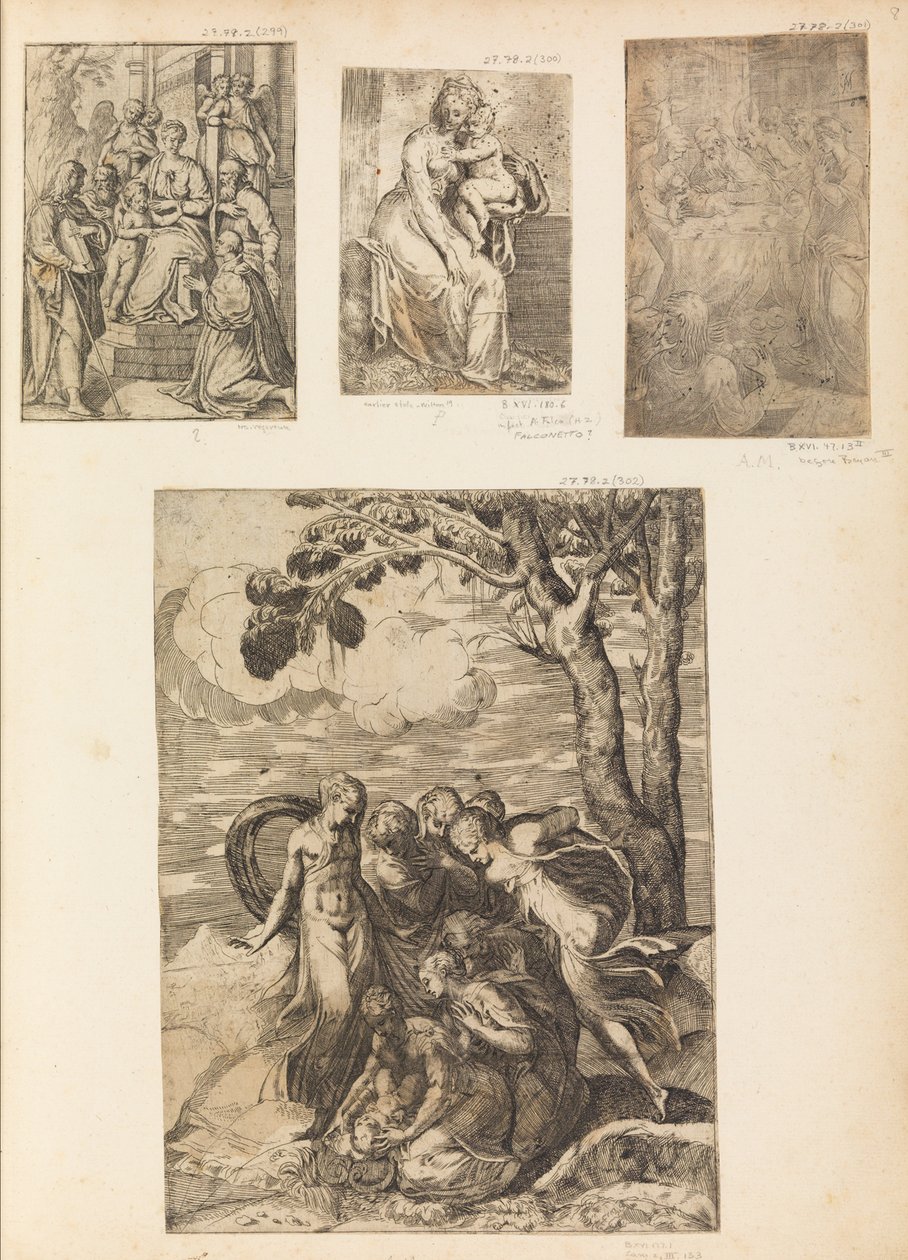 Jungfrau und Kind, die Beschneidung, Moses aus dem Nil gerettet, ca. 1542-46 von Andrea Schiavone