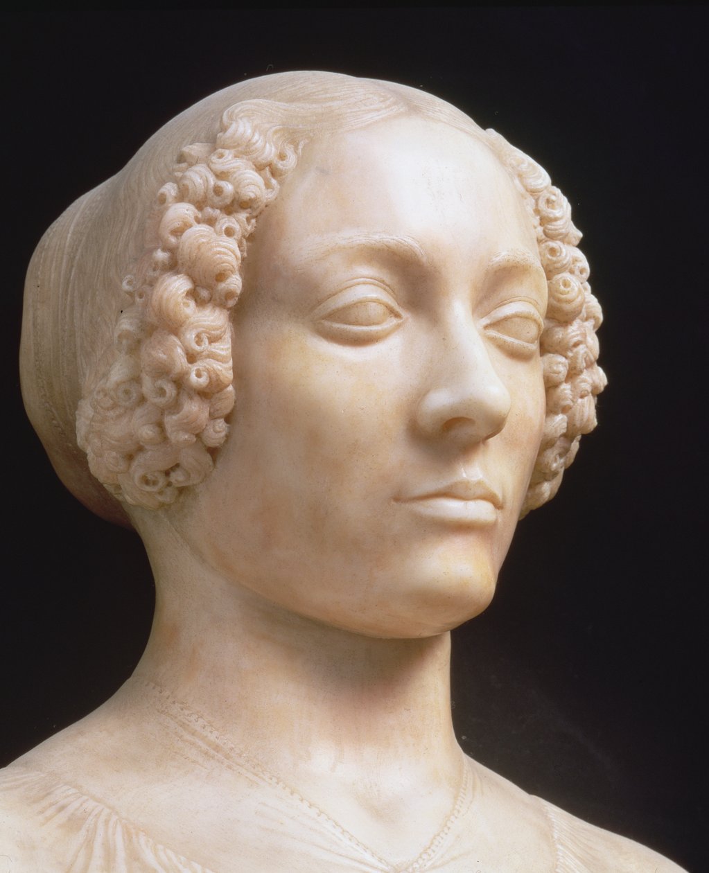 Frau mit einem Blumenstrauß (Detail) von Andrea del Verrocchio