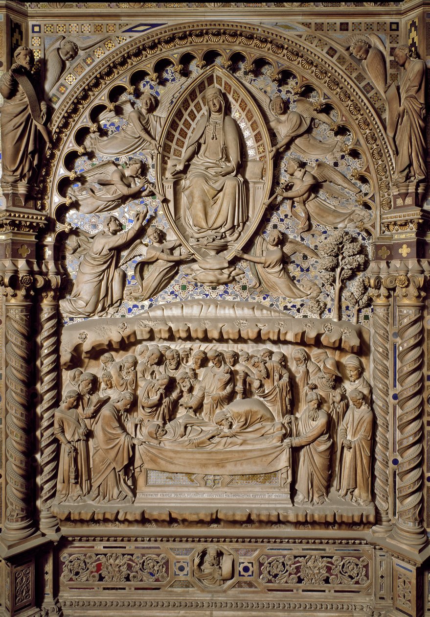 Tabernakel: Tod und Himmelfahrt der Jungfrau Maria (Hochrelief aus Marmor) von Andrea di Cione Orcagna