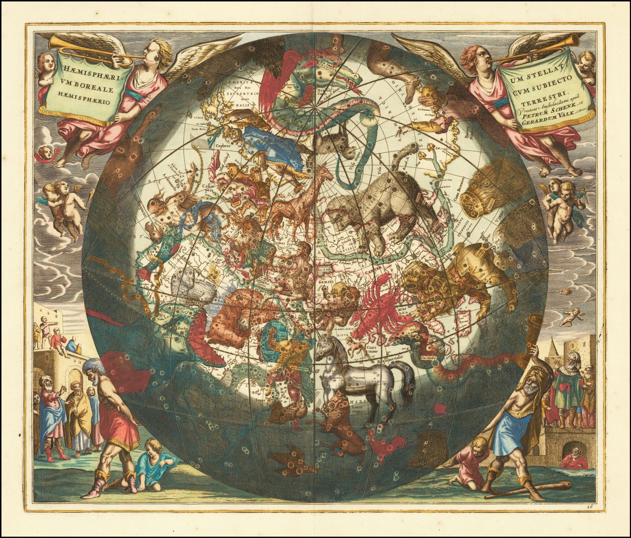 1660 Himmelskarte des Nordhimmels von Andreas Cellarius