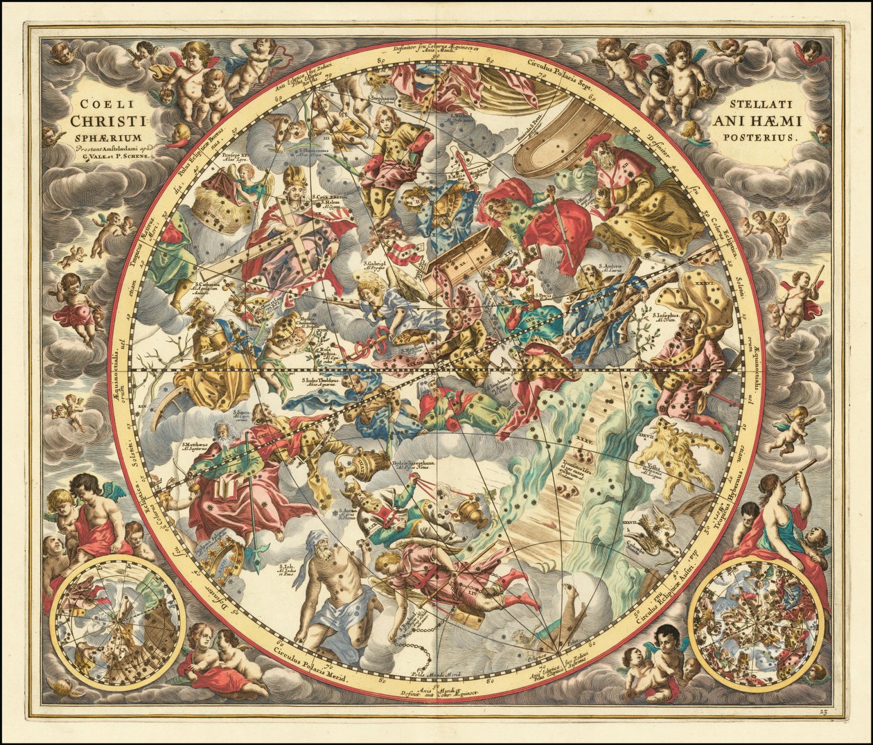 1660 Himmelskarte, die die Sternbilder nach christlicher Symbolik darstellt von Andreas Cellarius