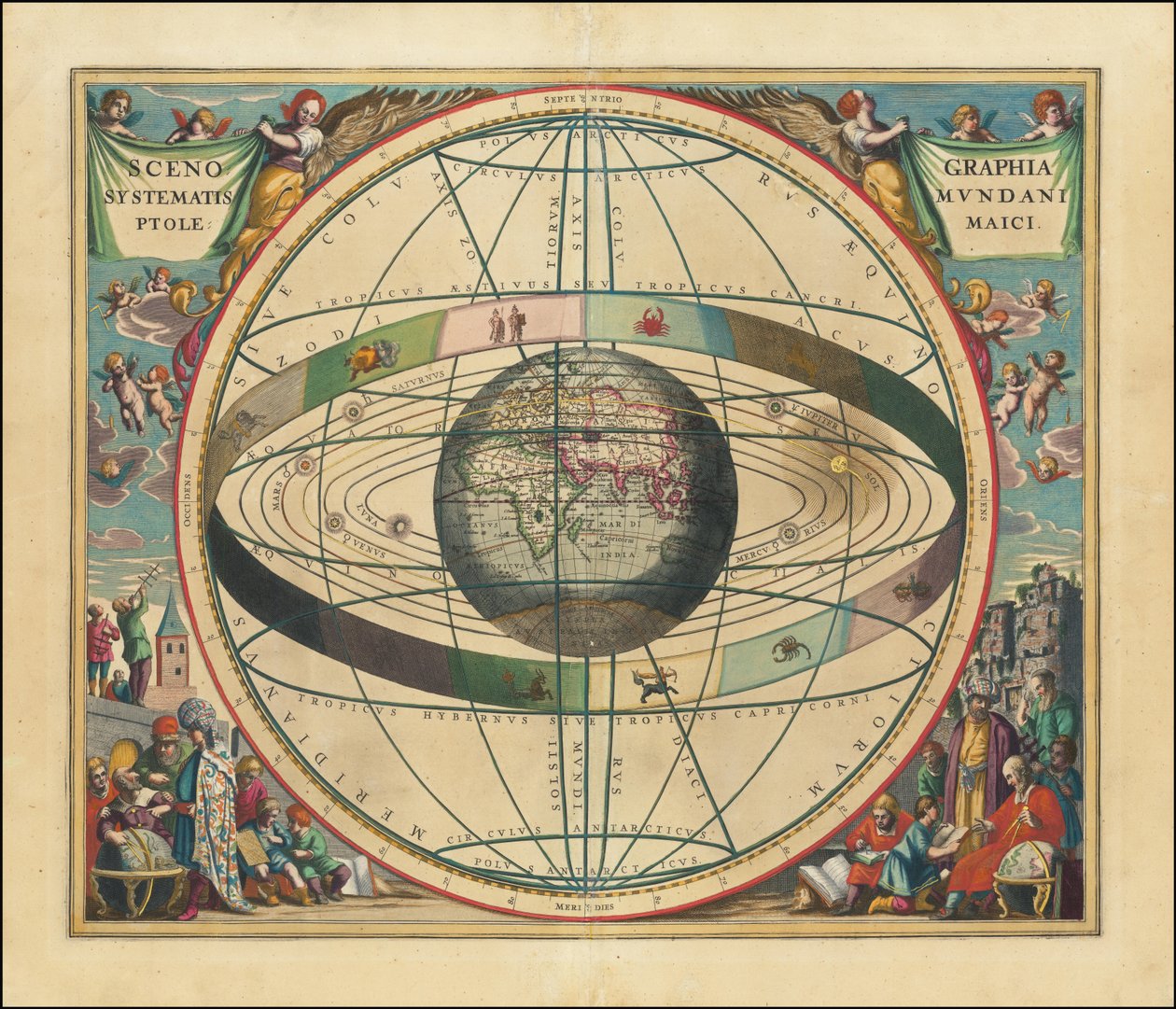 1660 Himmelskarte - Scenographia Systematis Mundani Ptolemaici von Andreas Cellarius