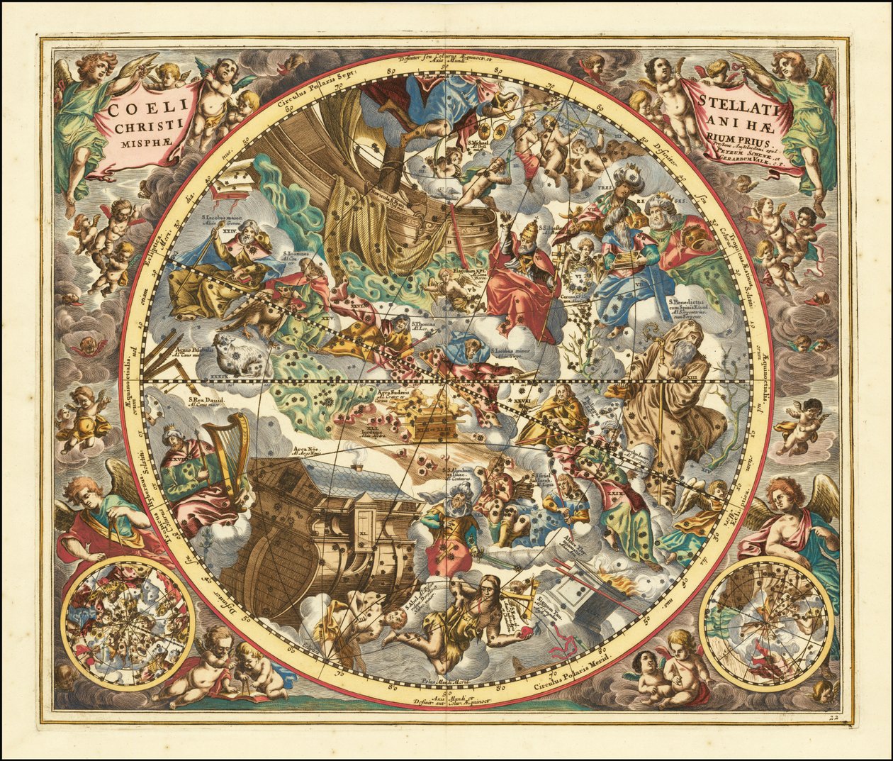 1660 Himmelskarte der Sternbilder nach christlicher Symbolik von Andreas Cellarius