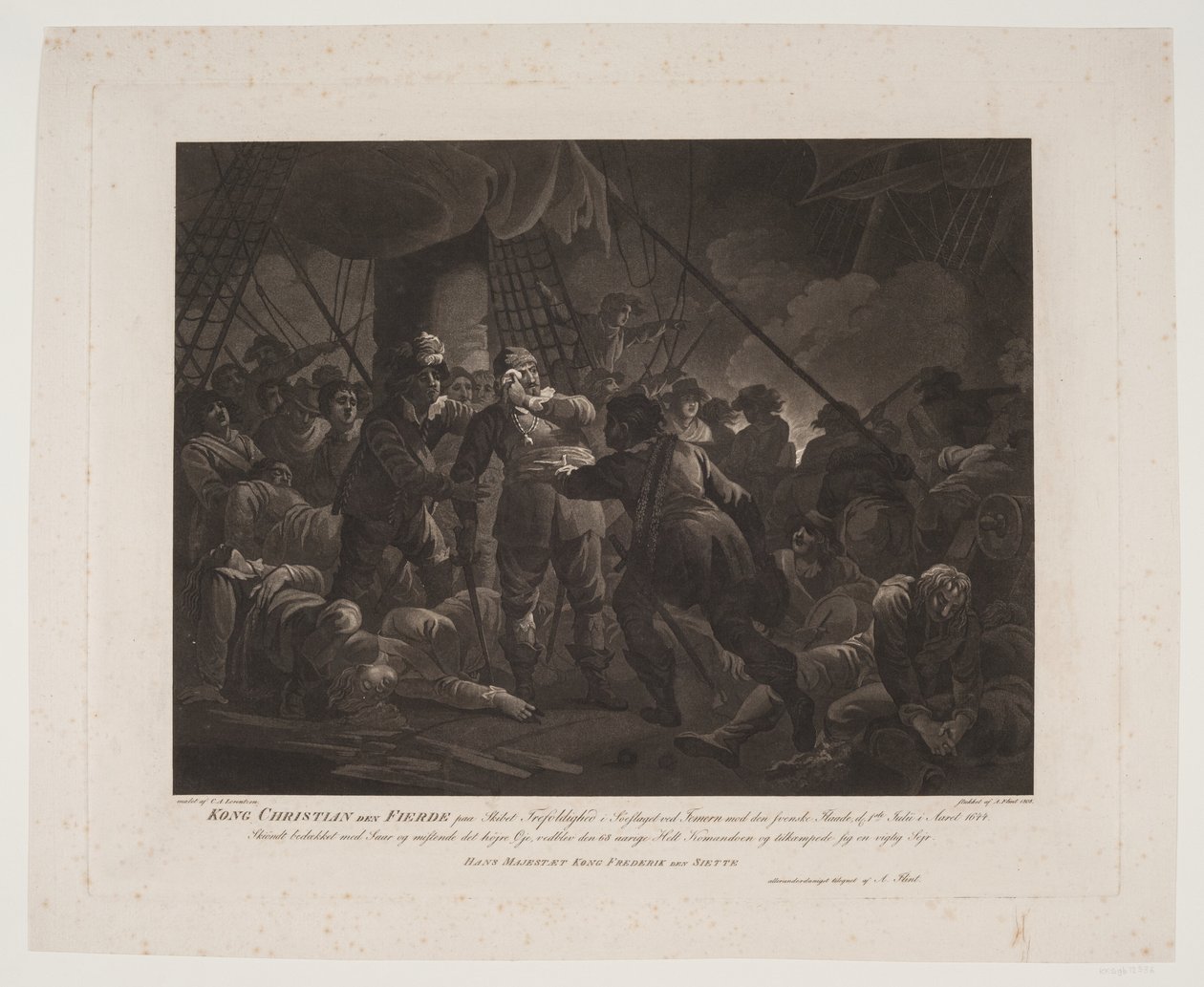 König Christian IV. auf dem Schiff Trefoldigheden in der Seeschlacht bei Femern von Andreas Flint
