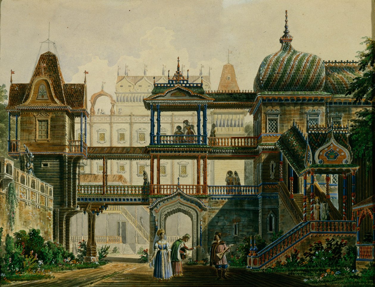 Bühnenbild für die Oper Askolds Grab von A. Verstovski, 1841 von Andreas Leonhard Roller