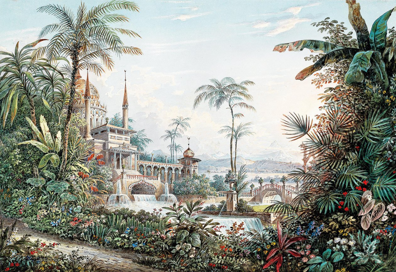 Bühnenbild für die Oper Die Entführung aus dem Serail von Wolfgang Amadeus Mozart, 1842 von Andreas Leonhard Roller