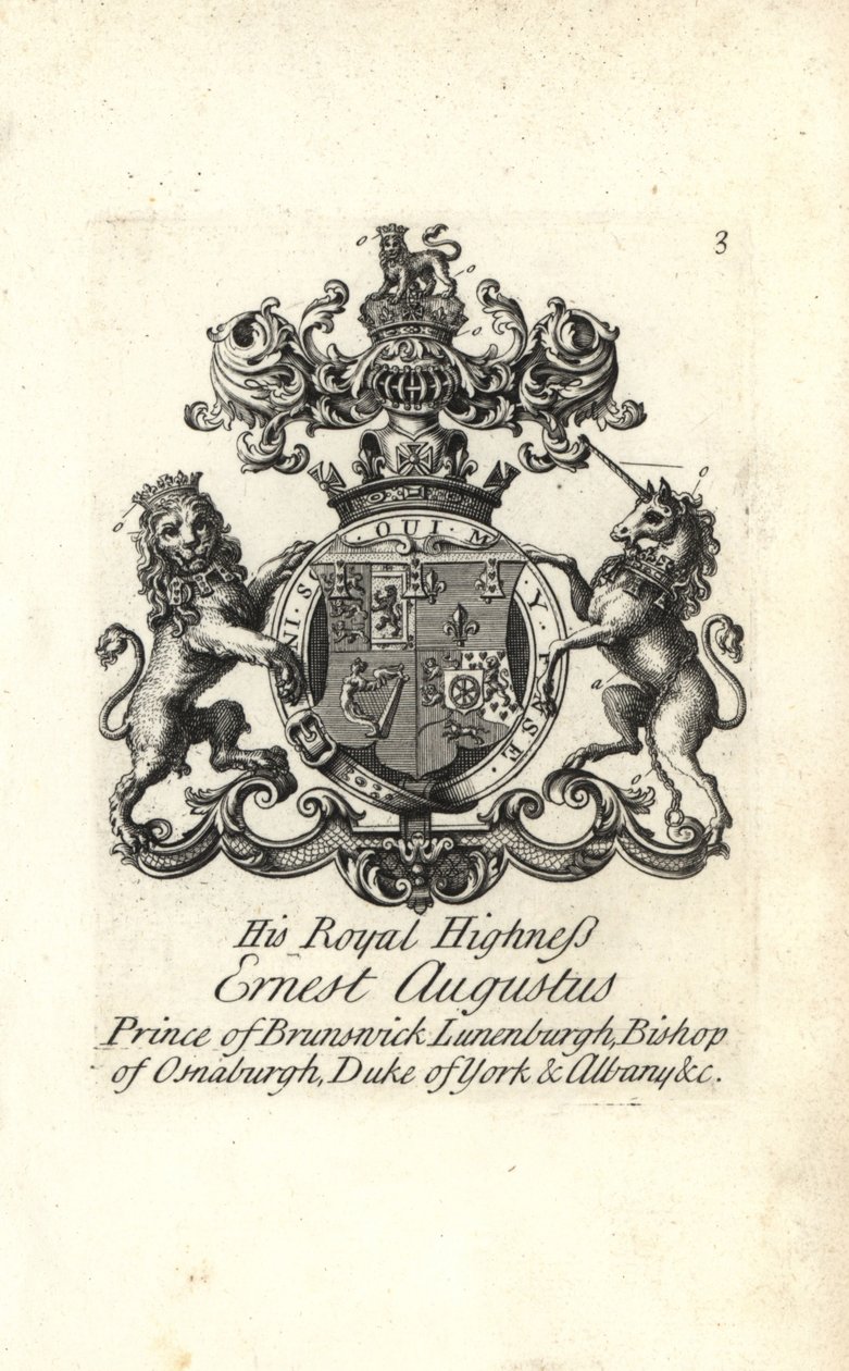 Wappen und Wappenschild von HRH Ernst August, Prinz von Braunschweig-Lüneburg, Bischof von Osnabrück, Herzog von York und Albany von Andrew Johnston