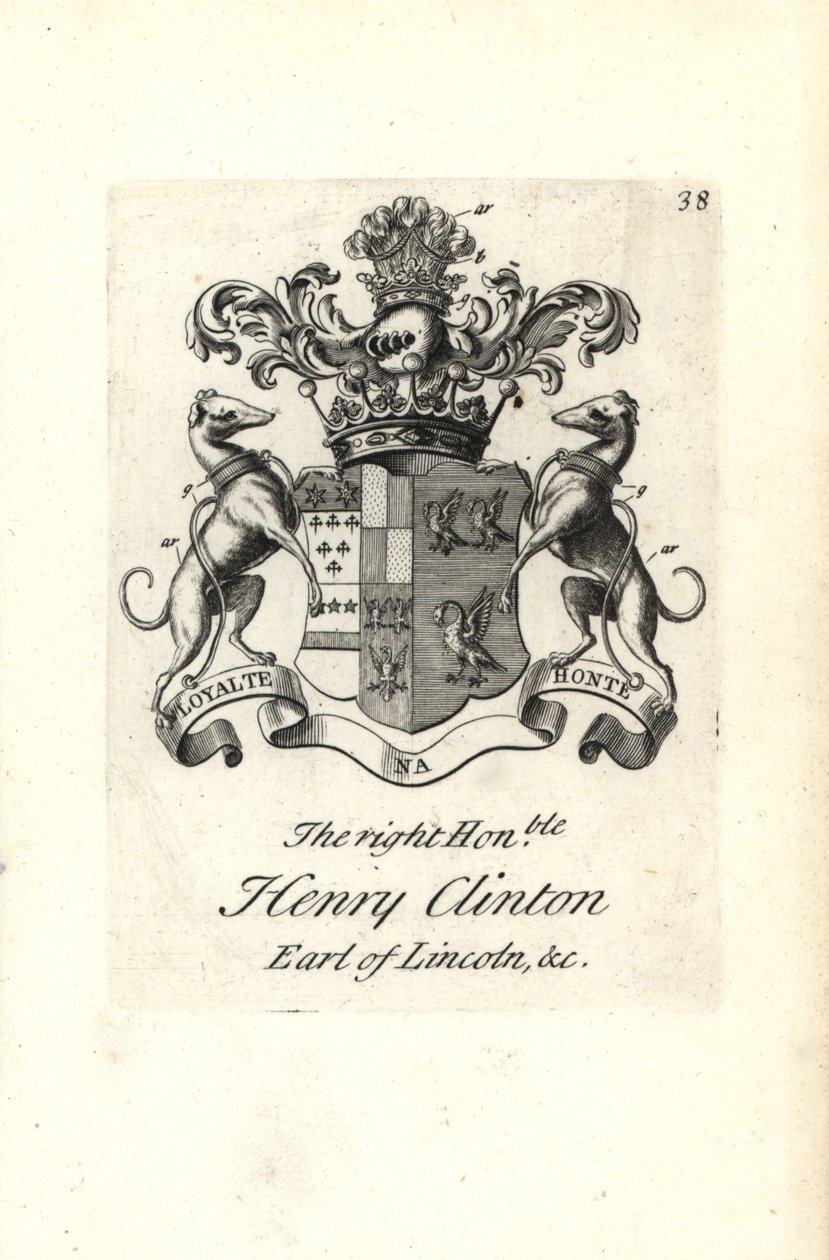 Wappen und Wappenschild des hochgeehrten Henry Clinton, 7. Earl of Lincoln von Andrew Johnston