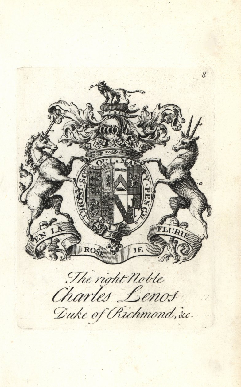 Wappen und Kamm des edlen Charles Lenos oder Charles Lennox von Andrew Johnston
