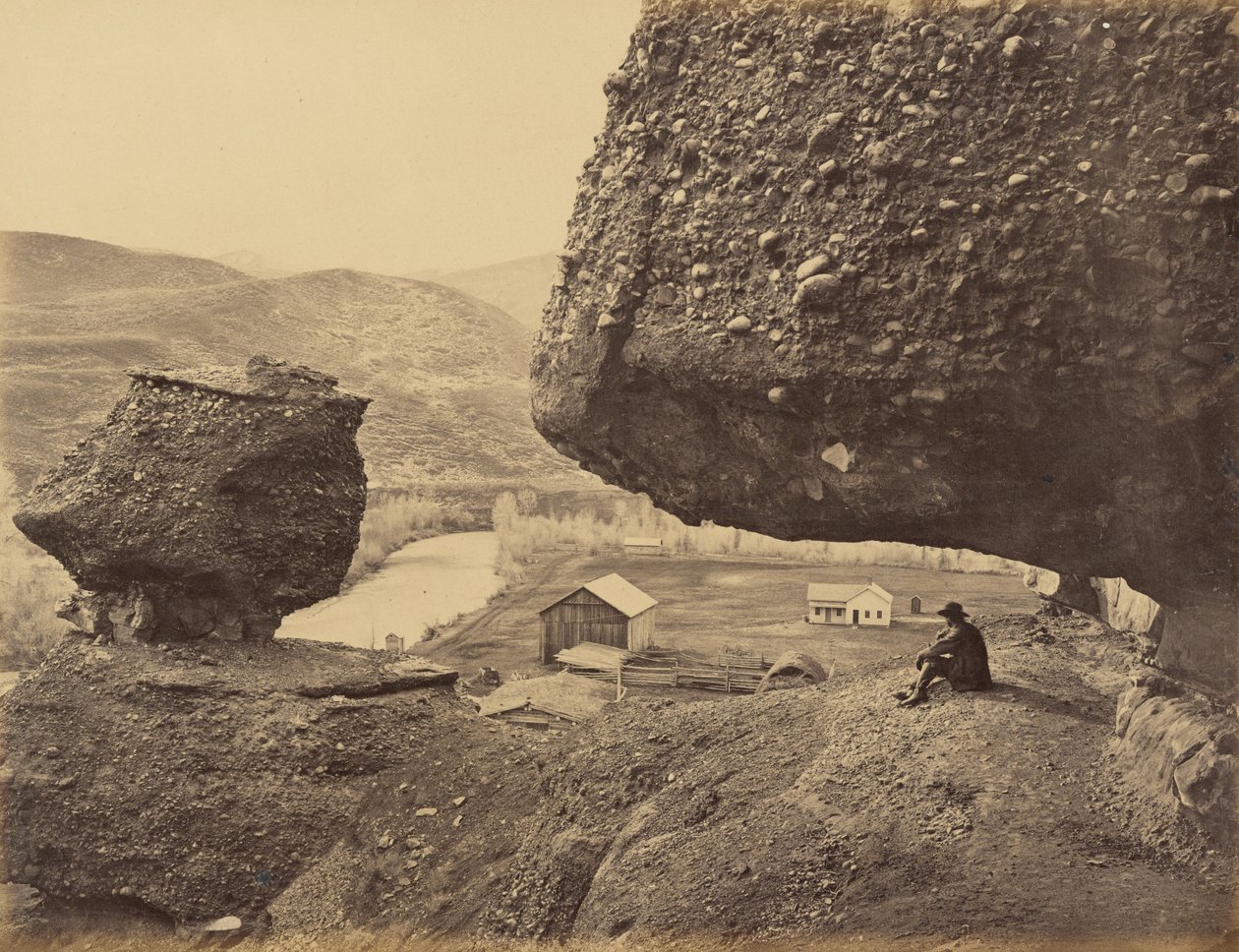 Tafel 32. Hanging Rock, Fuß des Echo Canon, 1869 von Andrew Joseph Russell