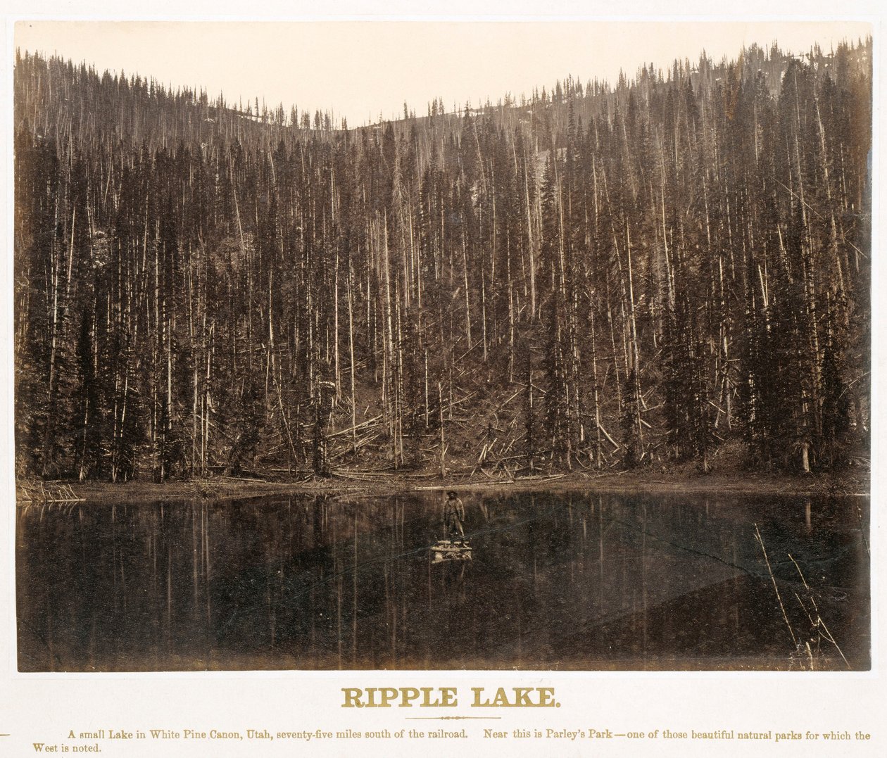 Ripple Lake, White Pine Canyon, Utah, aus dem Großen Westen illustriert in einer Serie von fotografischen Ansichten über den Kontinent entlang der Linie der Union Pacific Railroad, West von Omaha, Nebraska, von A. J. Russell. Band I von Andrew Joseph Russell
