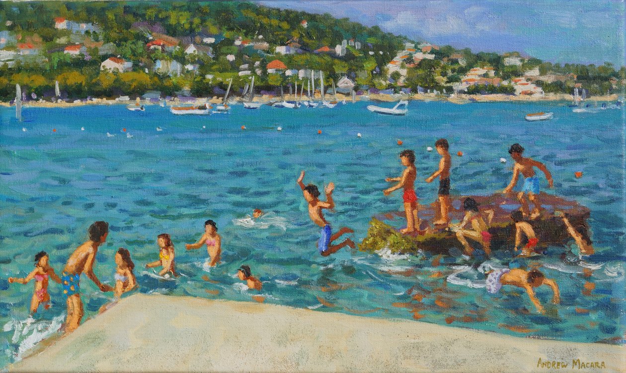 Sprung von den Felsen; Cinque Terre, Positano, Italien, 2000 von Andrew Macara