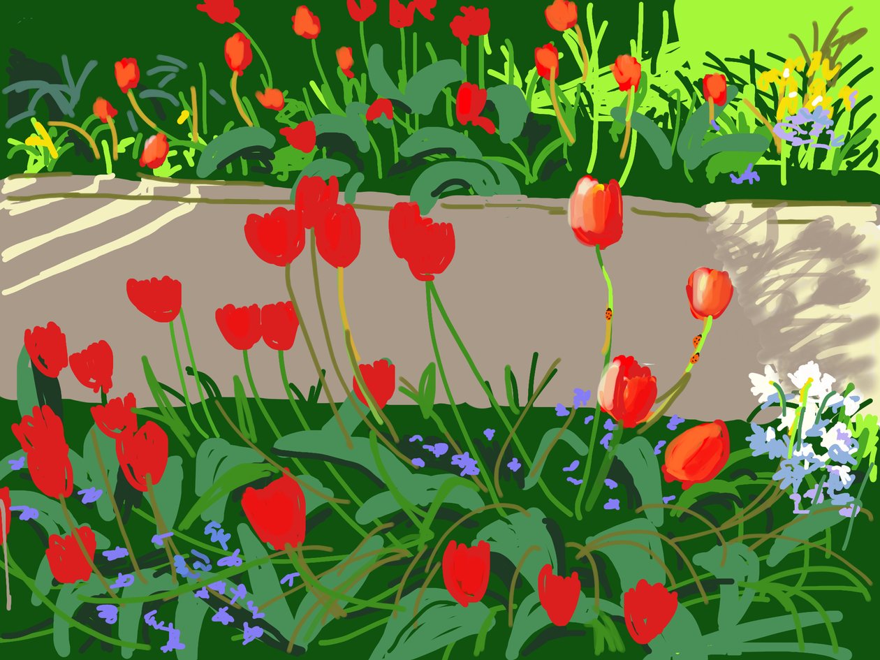 Tulpen und Marienkäfer, 2017 von Andrew Macara