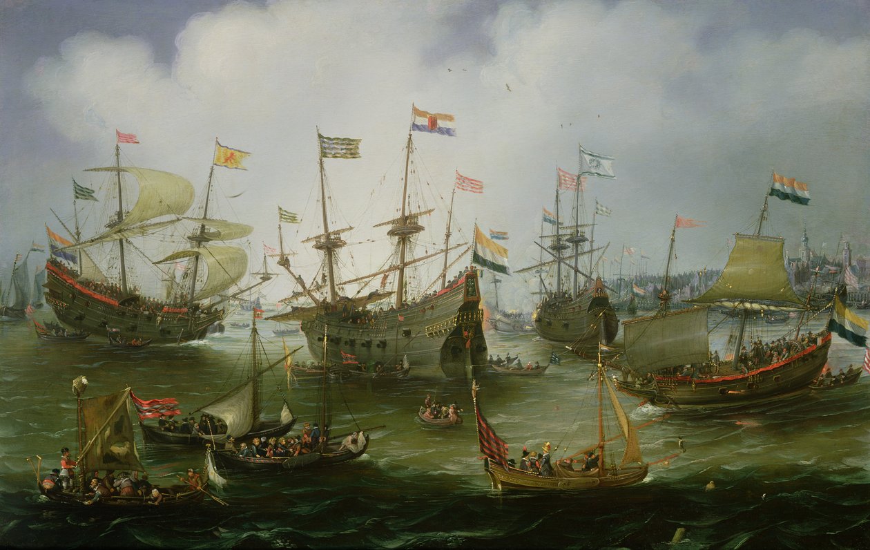 Die Rückkehr der zweiten Expedition nach Ostindien nach Amsterdam am 19. Juli 1599 von Andries van Eertvelt