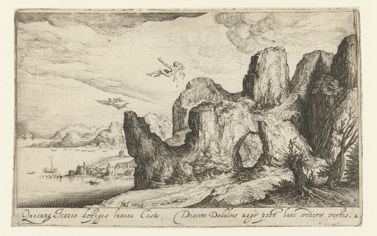 Landschaft mit dem Sturz des Ikarus von Andries Jacobsz. Stock