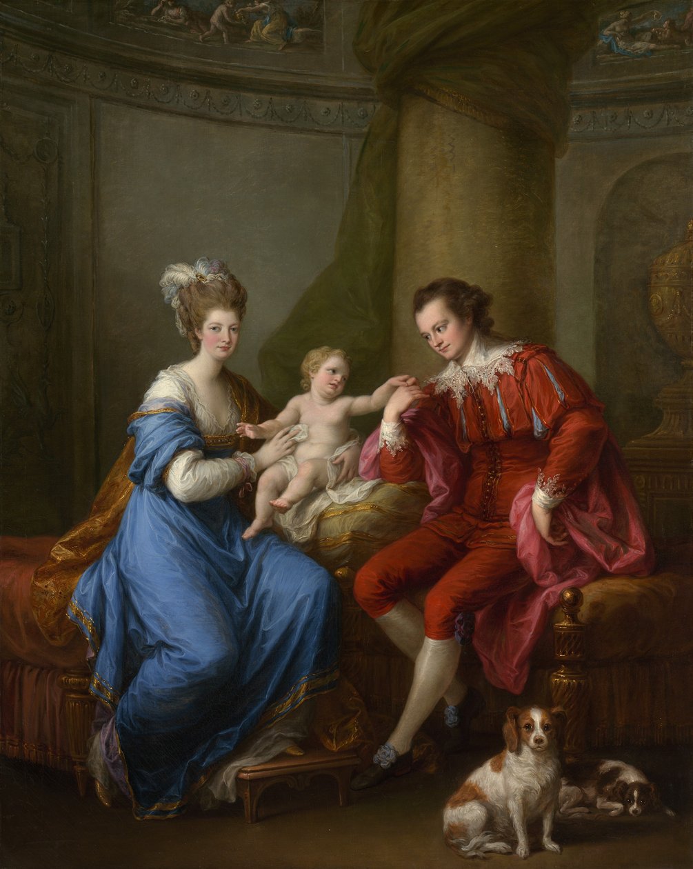 Edward Smith Stanley 1752-1834, Zwölfter Earl of Derby, mit seiner ersten Frau und ihrem Sohn, ca. 1776 von Angelica Kauffmann