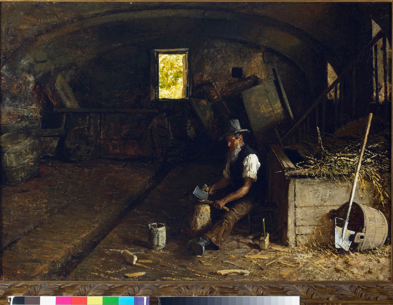 Der Holzspalter, 1881-84 von Angelo Morbelli