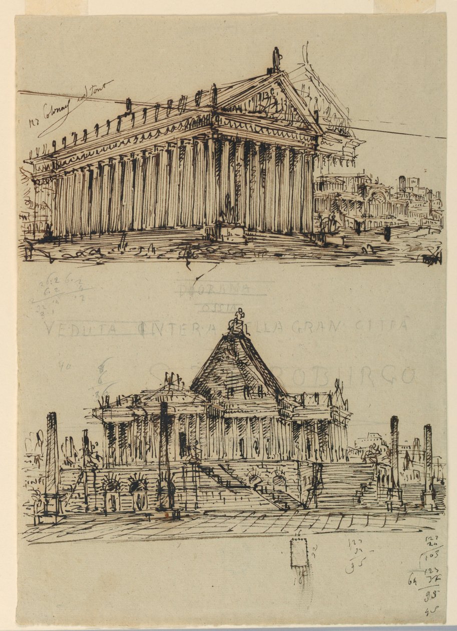 Bühnenbild, Außenansicht der Tempel von Angelo Toselli