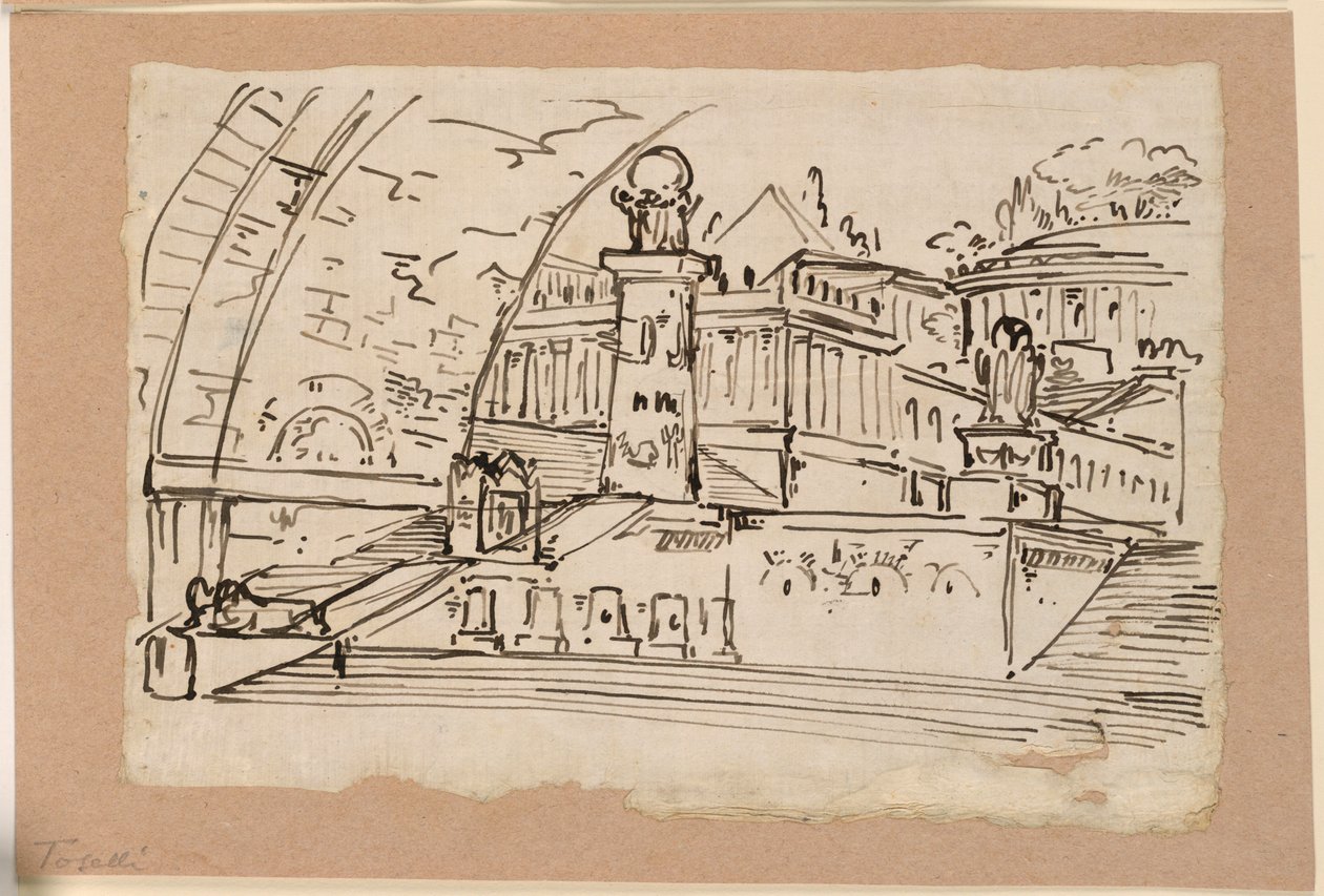 Bühnenbild, Gruppe antiker Gebäude von Angelo Toselli