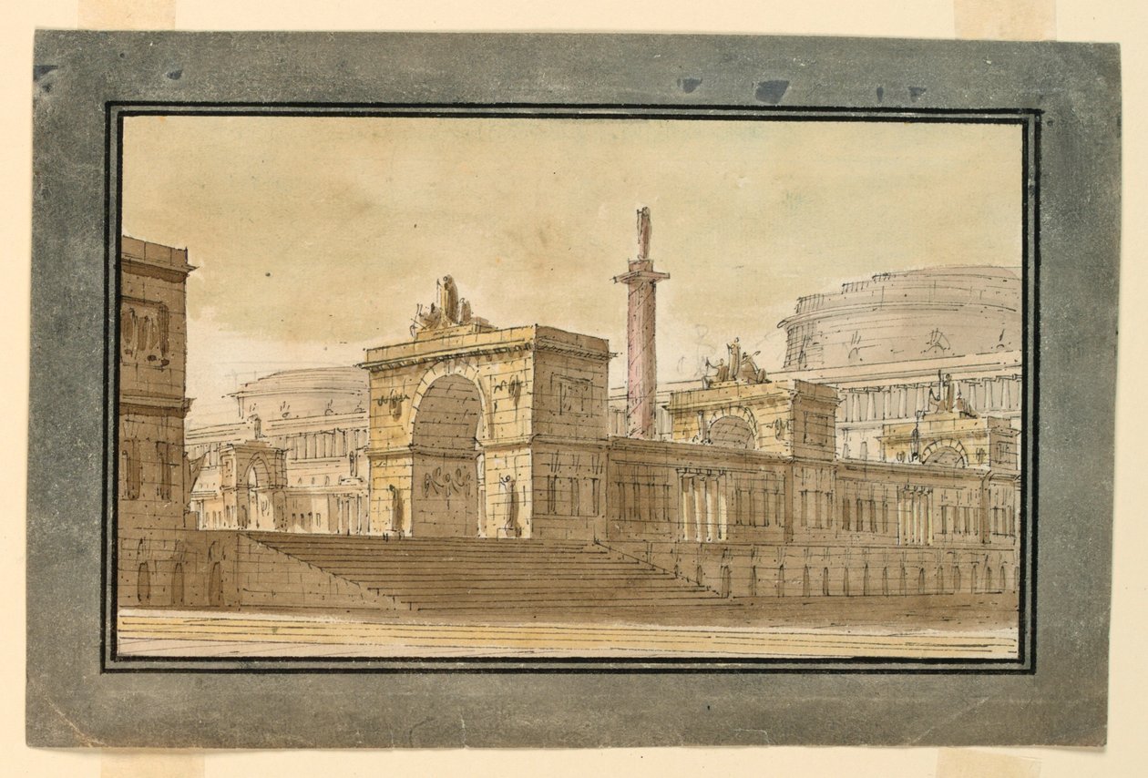 Bühnenbild, Gruppe von Palastgebäuden von Angelo Toselli