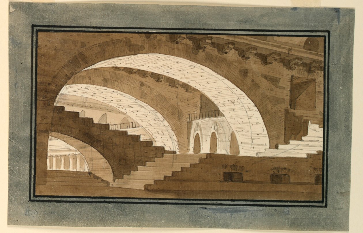 Bühnenbild, Inneres des Kellers des Palastes von Angelo Toselli