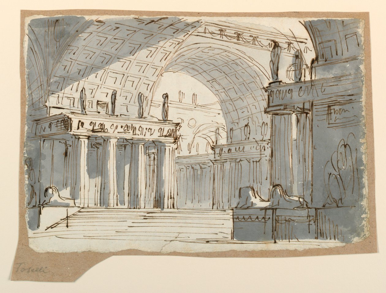 Bühnenbild, Gewölbtes klassisches Gebäude von Angelo Toselli