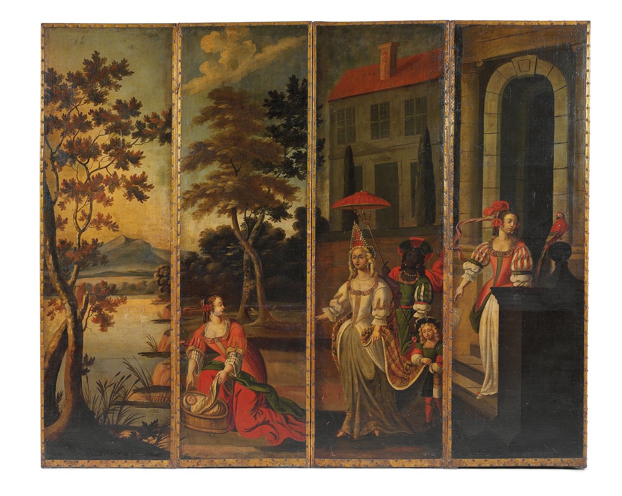 Vierfacher doppelseitiger Paravent, ca. 1700 von Anglo Flemish School
