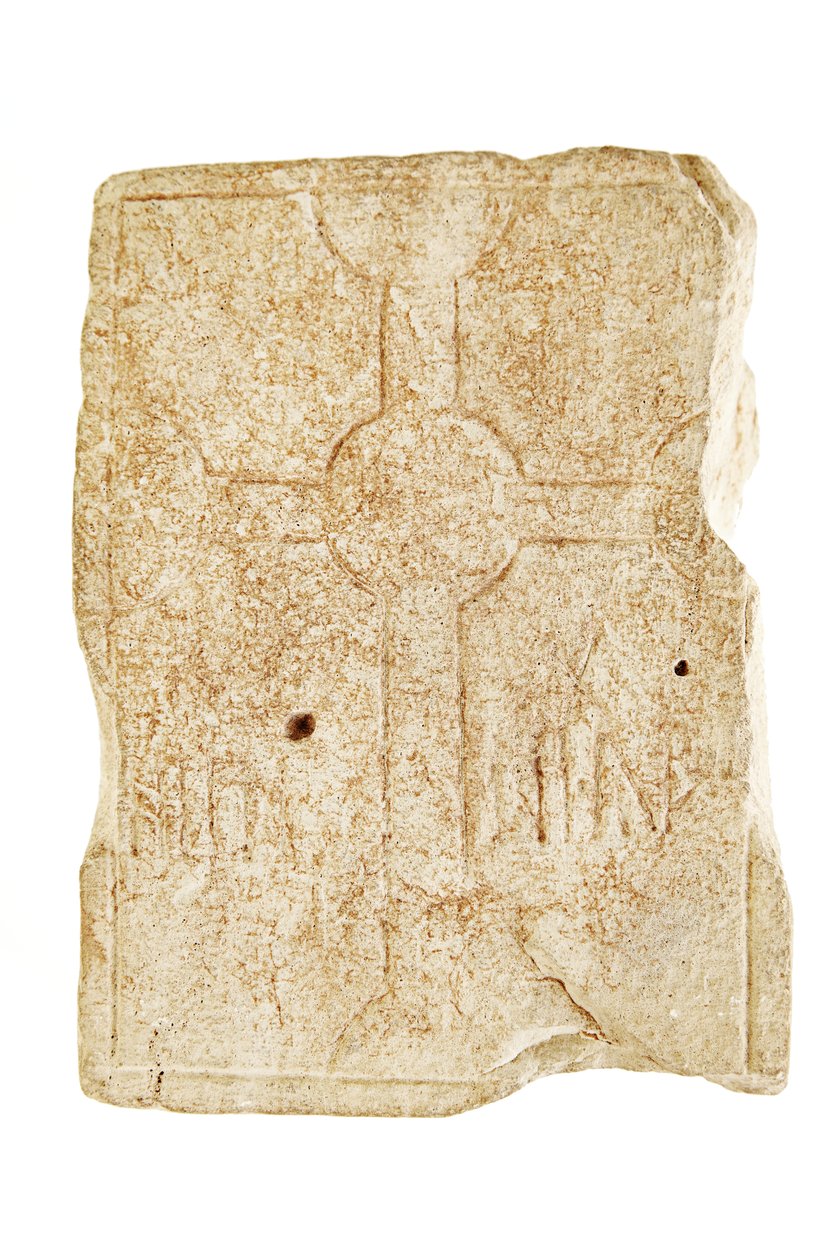 Grabstein, Mitte 7. bis Mitte 8. Jahrhundert (Kalkstein) von Anglo Saxon Anglo Saxon