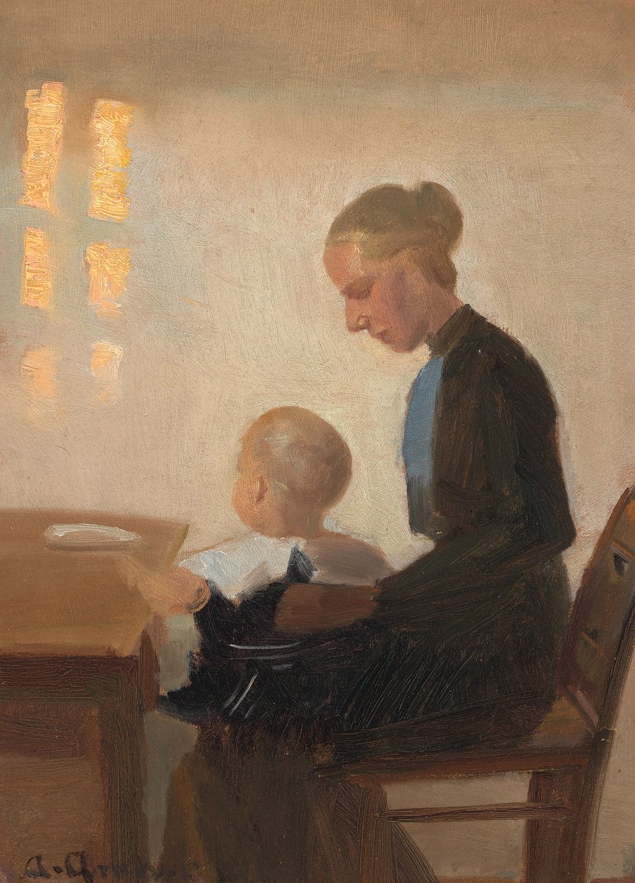 Ein Interieur mit Mutter und Kind von Anna Ancher
