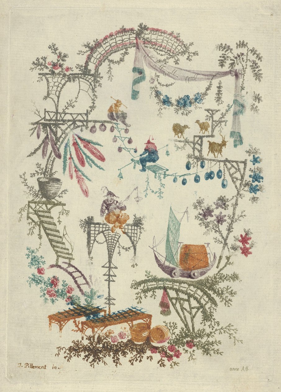 Chinoiserie aus Nouvelle Suite de Cahiers Arabesques Chinois, 1790-99 von Anne Allen