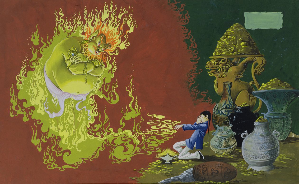 Aladdin, Illustration aus Deans Gold Medal Book of Fairy Tales Nummer 2, veröffentlicht von Dean & Sons Ltd., 1965 von Anne Grahame Johnstone