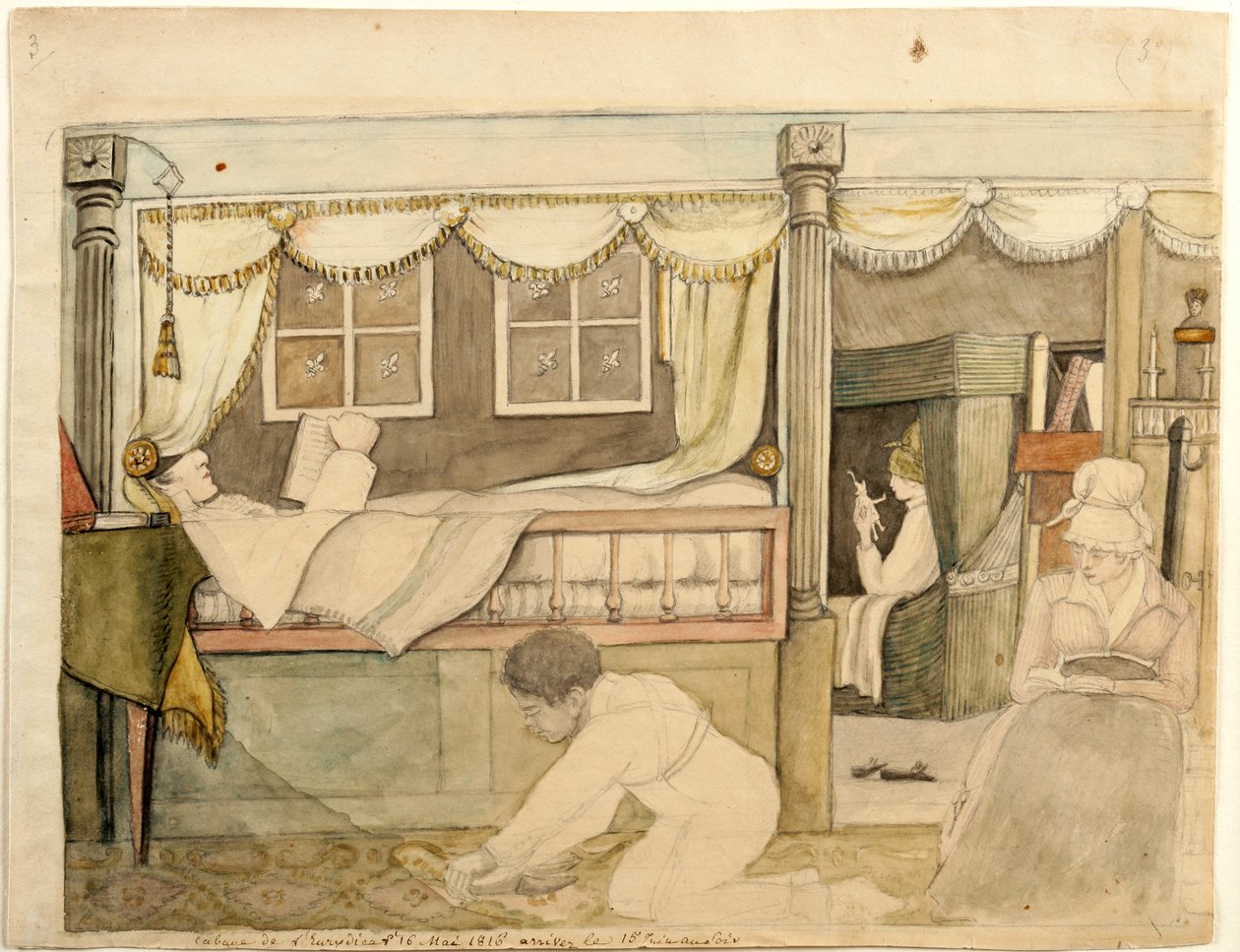 Die Hyde De Neuville Kabine auf der Eurydice, 1816 von Anne Marguerite Hyde de Neuville