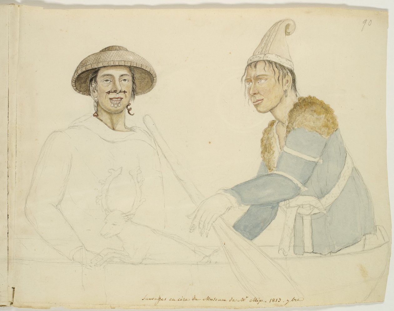 Zwei Wachsfiguren indigener Amerikaner im Mix