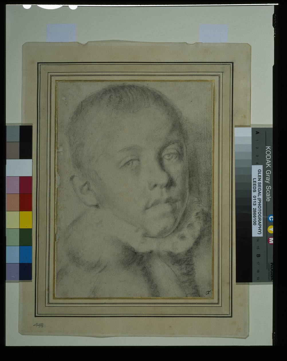 Porträtkopf eines Jungen (Schwarze Kreide und Kohle auf Papier) von Annibale (follower of) Carracci