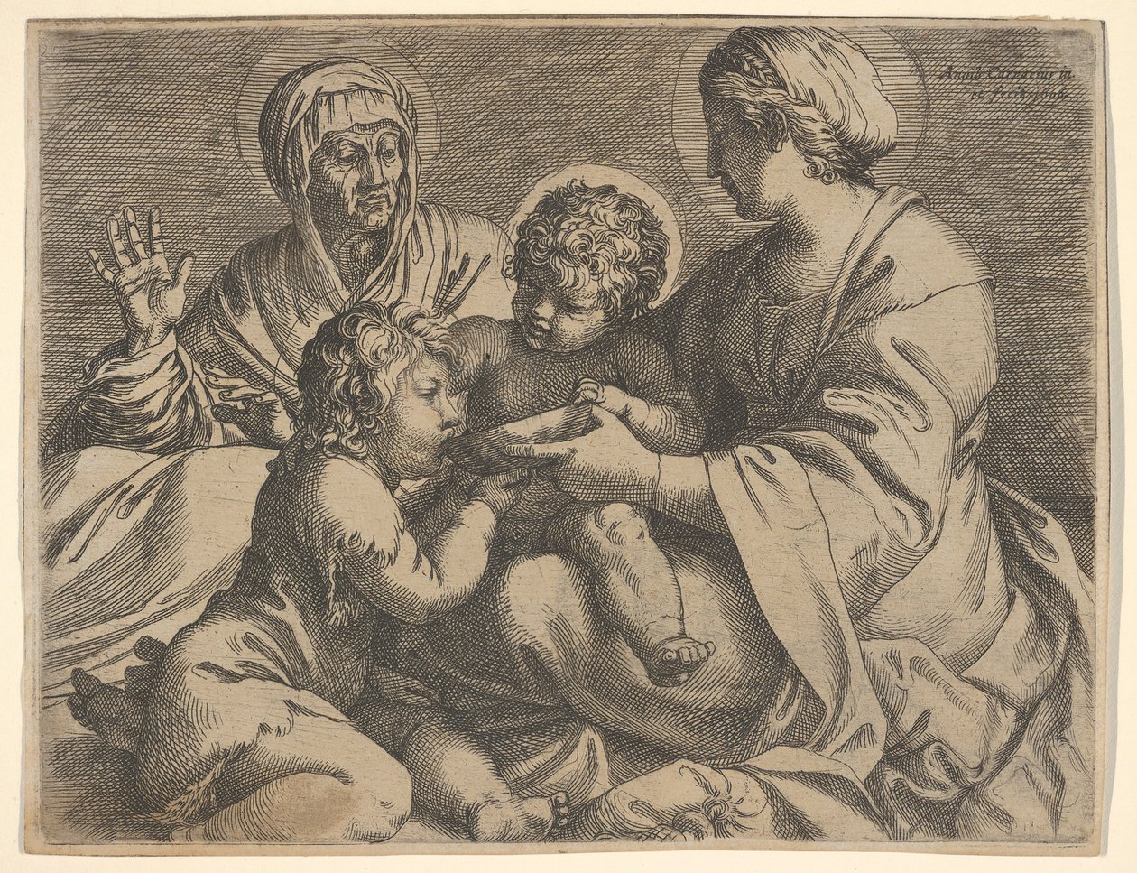 Madonna und Kind mit den Heiligen Elisabeth und Johannes dem Täufer Madonna della Scodella, 1606 von Annibale Carracci
