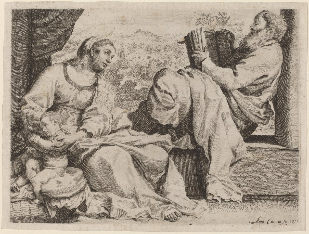 Die Heilige Familie mit Johannes dem Täufer von Annibale Carracci