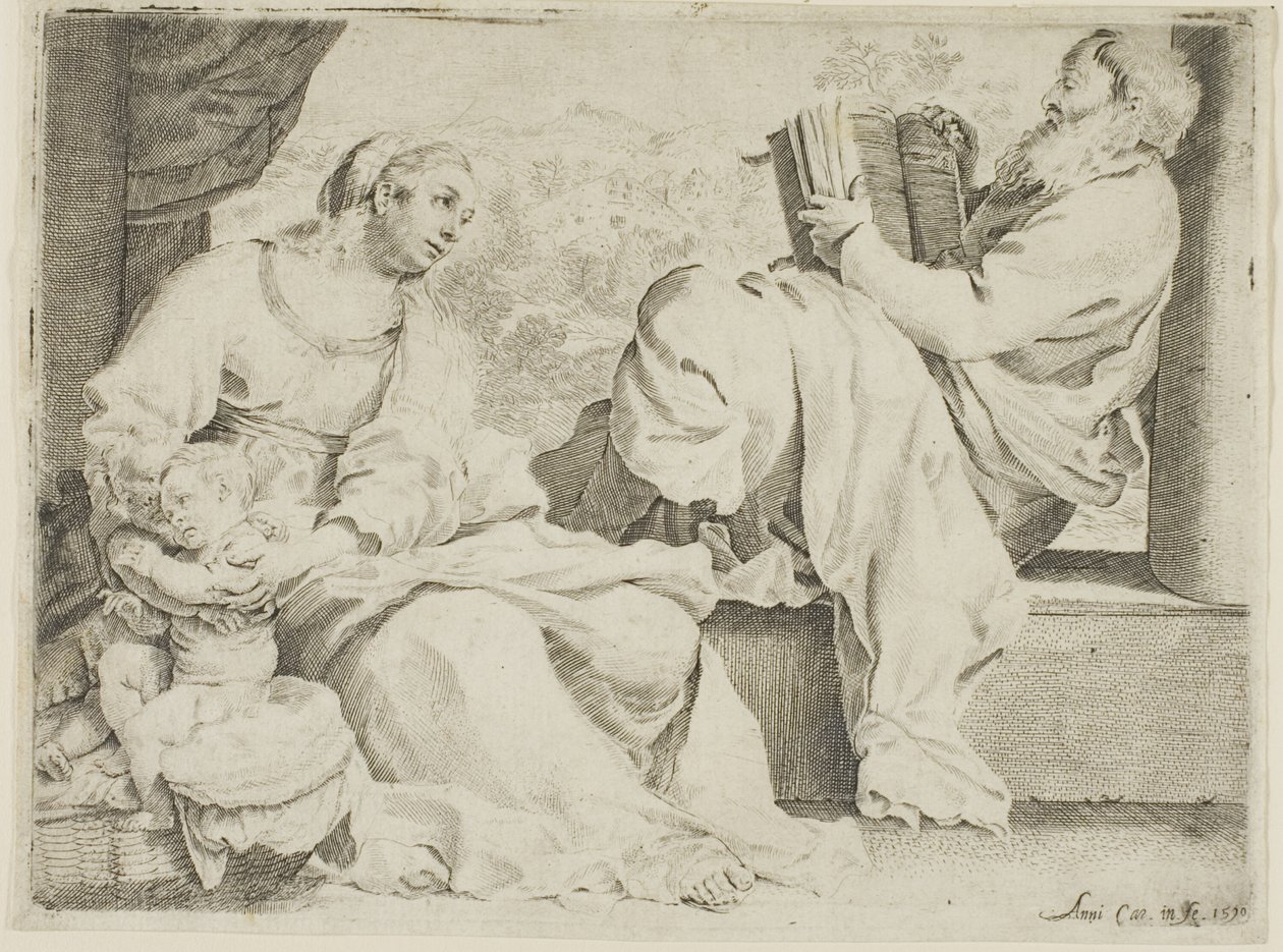 Die Heilige Familie mit Johannes dem Täufer von Annibale Carracci