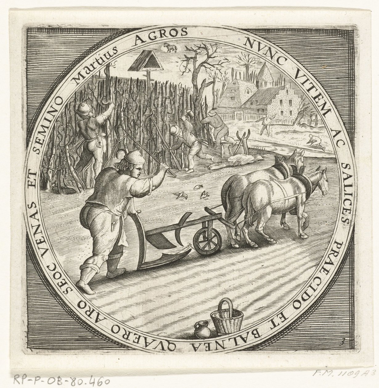 Der Monat März, Pflügen, ca. 1600 (Die zwölf Monate des Jahres in Szenen aus dem Volksleben) von Anonymous