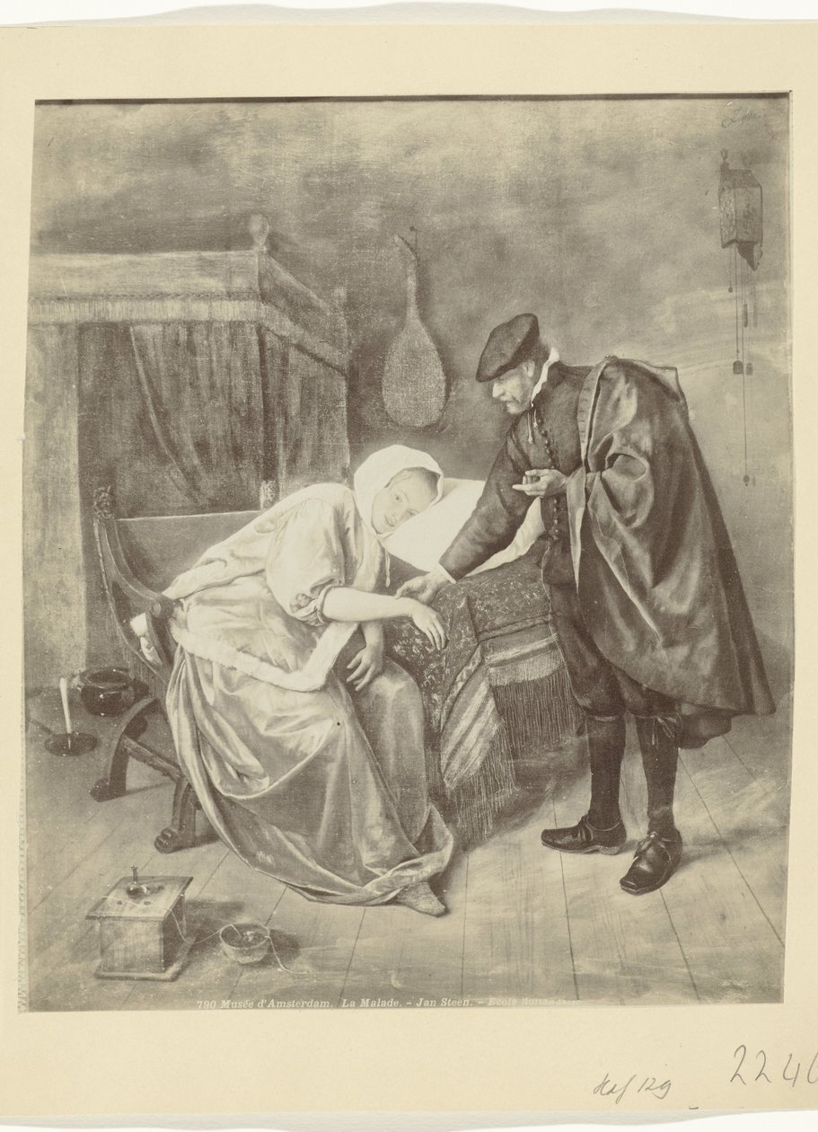 Fotoreproduktion des Gemäldes Die kranke Frau von Jan Steen von Anonymous