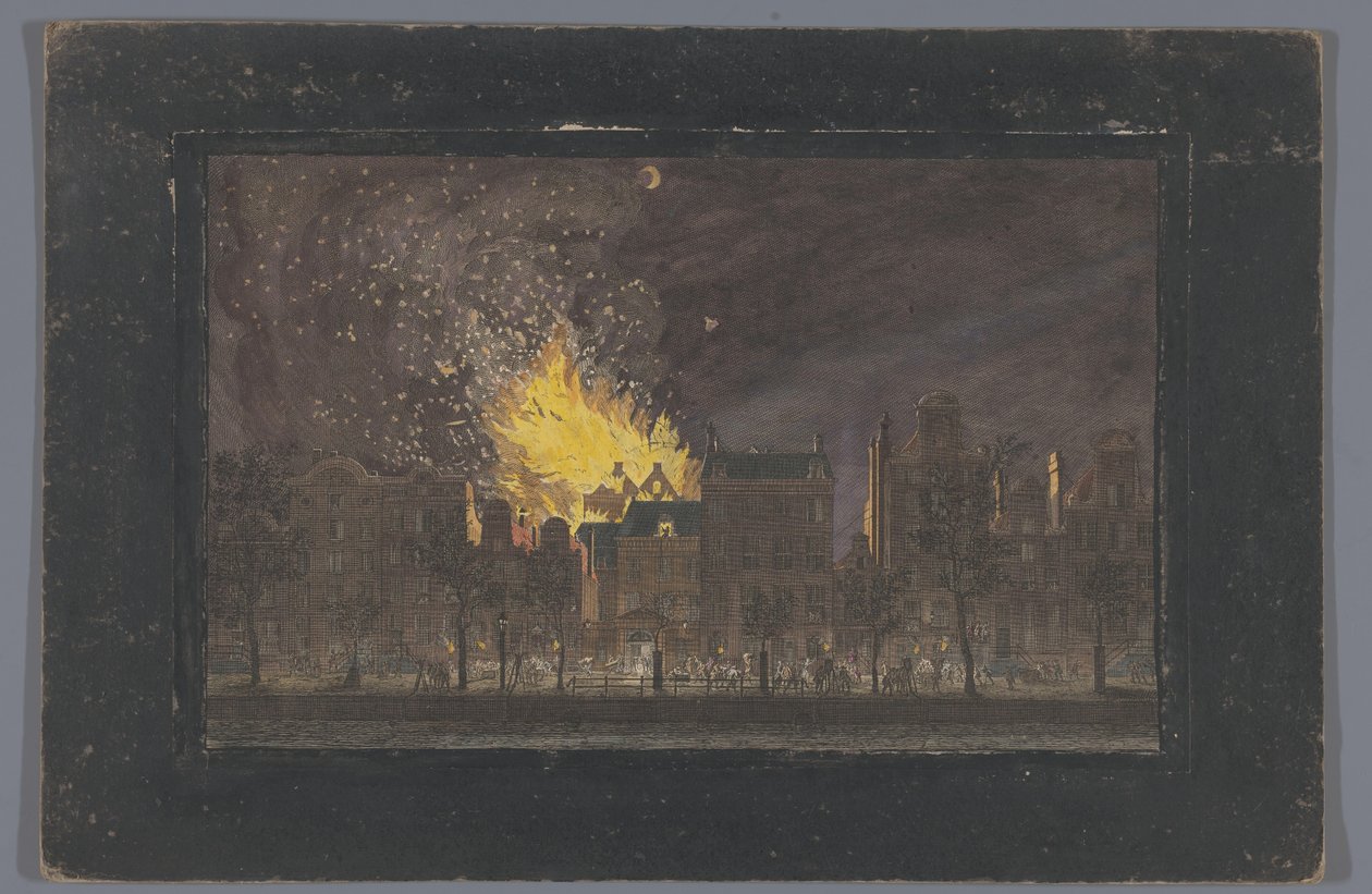 Ansicht des Brandes im Schouwburg in Amsterdam am 11. Mai 1772 von Anonymous